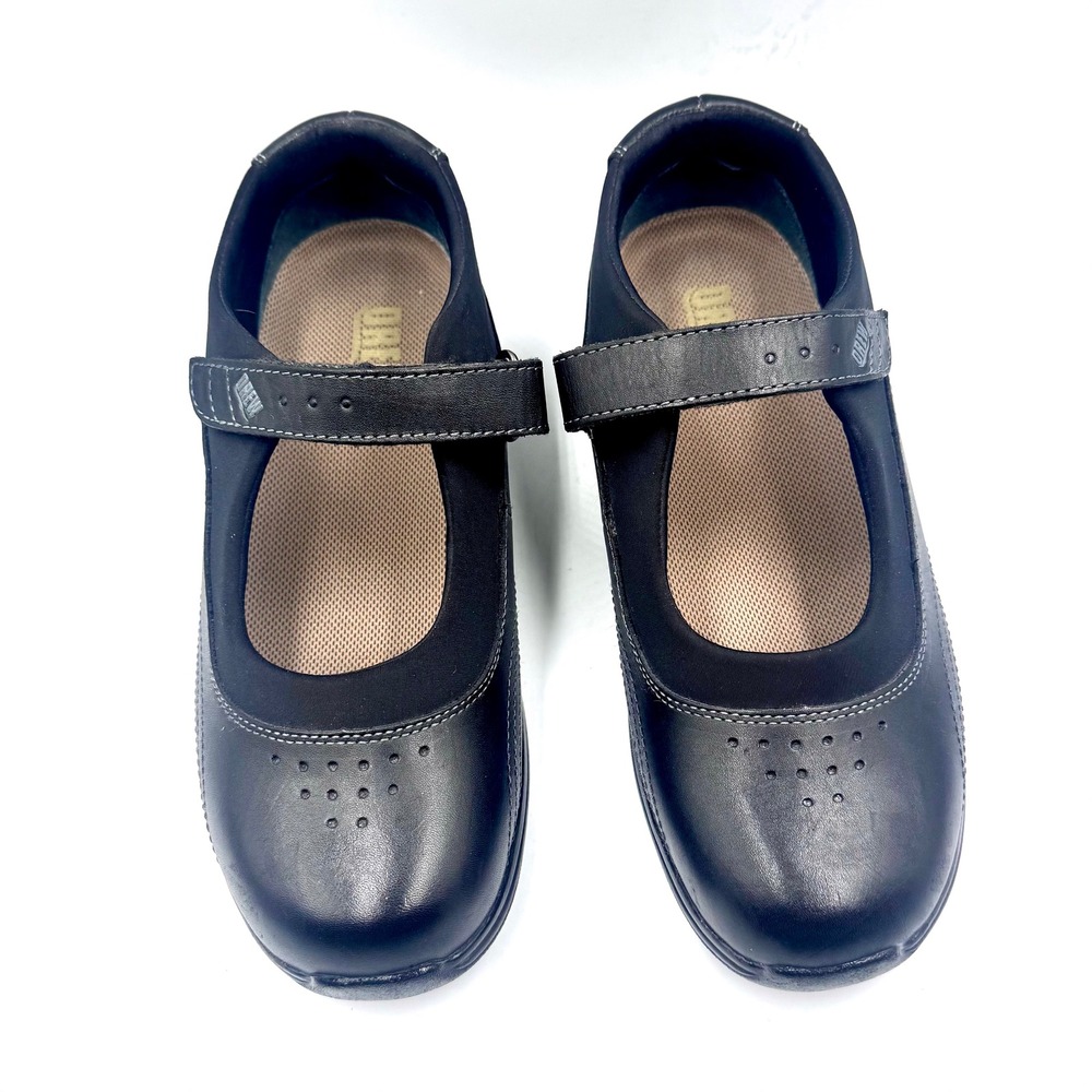 Drew Rose Black Leather Mary Jane Orthopedic Shoes 8 W 14375-99 Wide Flat